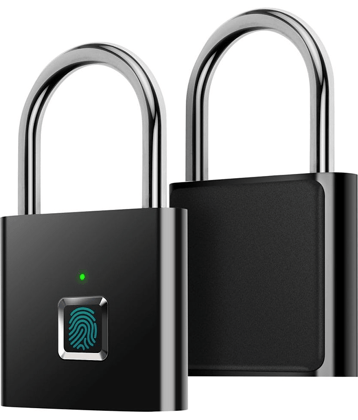 Fingerprint Padlock Ultra Light One Touch Open Fingerprint Lock with USB Charging for Gym, Sports, School Employee Locker,Fence, Suitcase,Bike No App, No Bluetooth No Trouble, Alloy Steel
