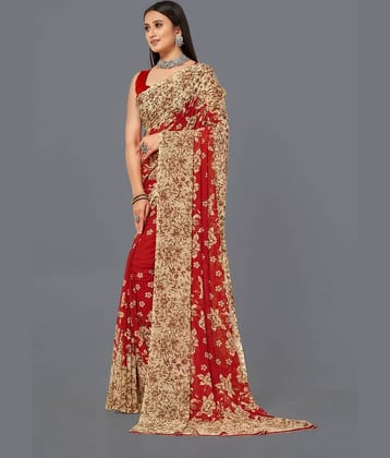 LEELAVATI Georgette Printed Saree With Unstitched Blouse Piece ( Multicolor )