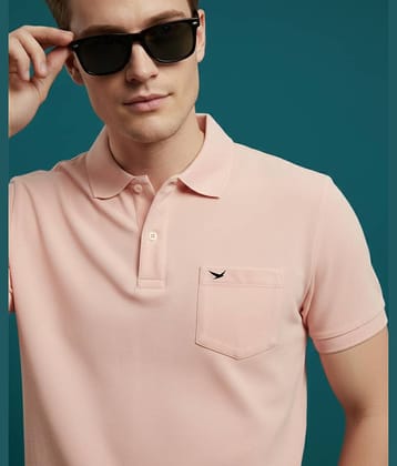 Hiflyers Men Cotton Blend Regular Fit Solid Polo T Shirt ( Pink )