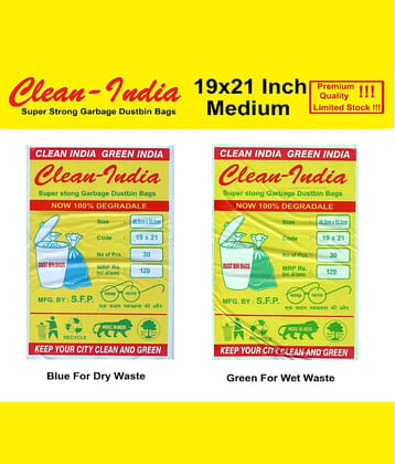C-I - 6 Packs Medium Disposable Garbage Bags for Wet and Dry Waste (90 Pcs Blue and 90 pcs Green) -3 Packs Each