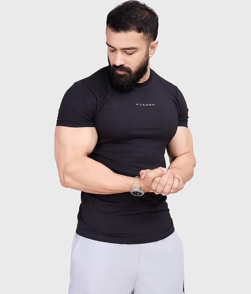Fuaark Black Cotton Slim Fit Men's Sports T-Shirt ( Pack of 1 )