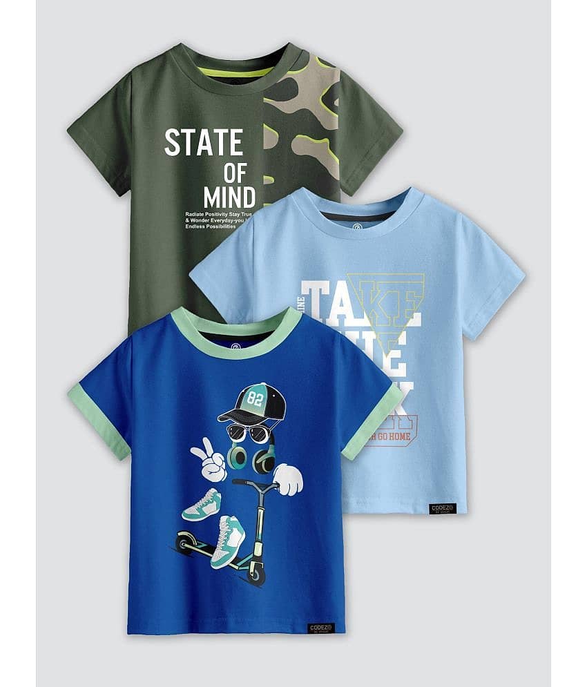 CODEZ Pack of 2 Boys Cotton Blend T-Shirt ( Multi Color )