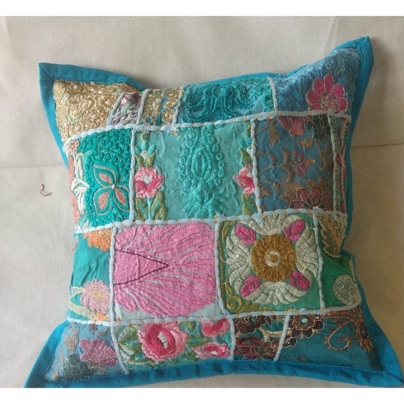 Khamma Ghani Exquisite Cotton Kantha Cushion Covers-Set of 2