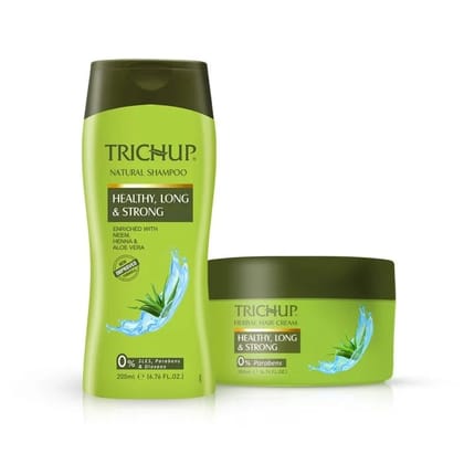 Trichup Healthy Long & Strong Shampoo 200&nbsp;ml + Hair Cream 200&nbsp;ml – Aloe Vera & Neem Herbal Hair Care Combo
