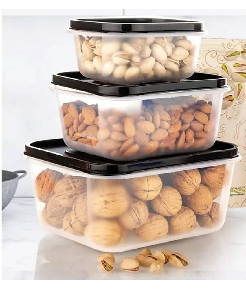 Analog kitchenware - Polyproplene Black Food Container ( Pack of 3 )