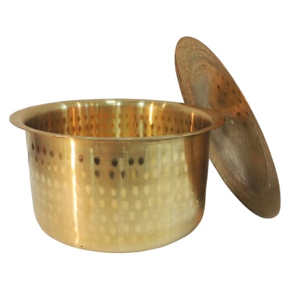 Brass Bhagona With Lid 6.5 Liter | Heavy Brass Utensil, Height : 6.7 Inch (ZMAS637 H)