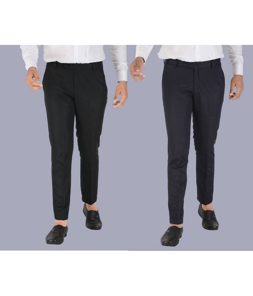 CLARE&CLARA Multicolor Slim Formal Trouser ( Pack of 2 )