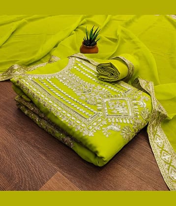 Rangtulika Ethnics Unstitched Georgette Embroidered Dress Material - Mint Green ( Pack of 1 )
