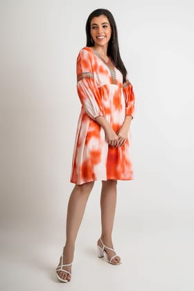 Freyaa Orange Glow Cotton Tunic-ORANGE / S