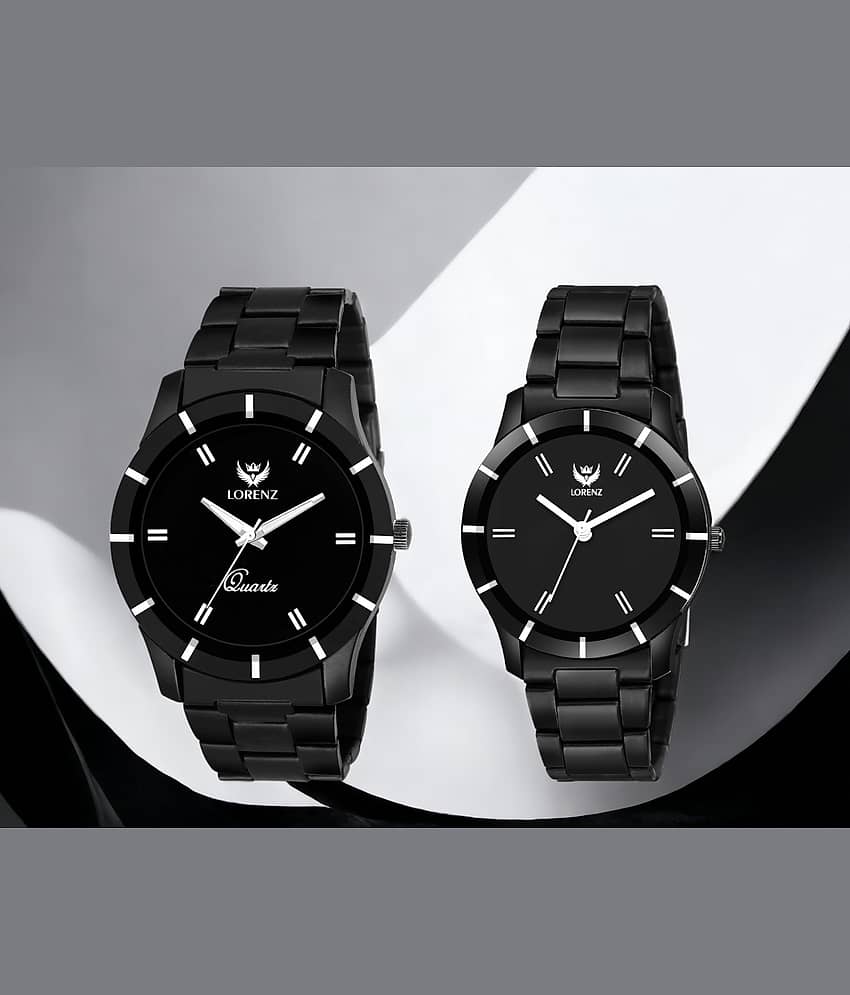 Lorenz Black Metal Analog Couple's Watch