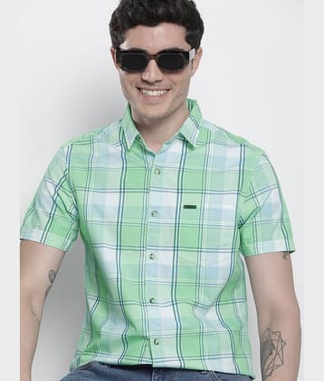 The Indian Garage Co. Poly Cotton Slim Fit Checks Half Sleeves Men's Casual Shirt - Green ( Pack of 1 )