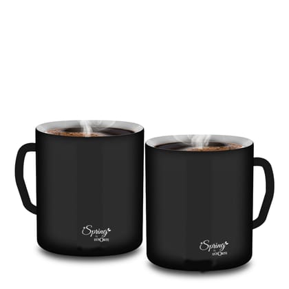 Stainless Steel Coffee and Tea Mugs - 150ml (5.07 oz) - Set of 2 - Powder Coated Exterior, Steel Interior Stainless Steel Coffee and Tea Mugs - 150ml (5.07 oz) - Set of 2 - Powder Coated Exterior, Steel Interior - White
