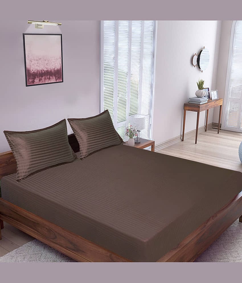 Home Candy Cotton King Bedsheet ( Brown )
