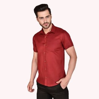 PrintCultr Men's Half Sleeve Cotton Spread Collar Shirt  (Red)