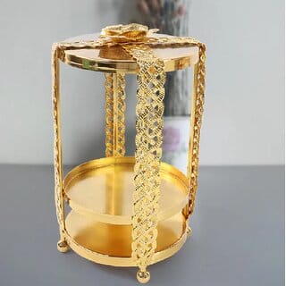 BIYANKA Multipurpose Golden Metal Candle Stand showpiece