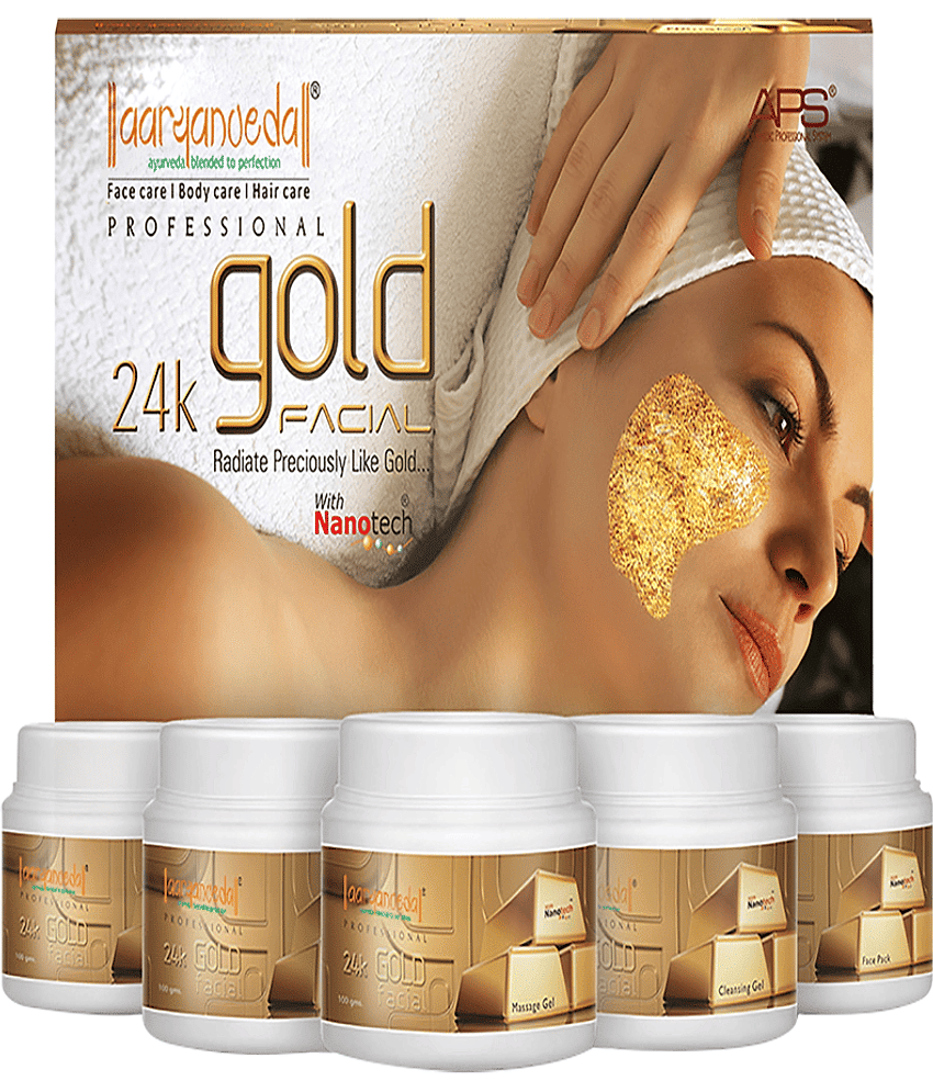 Aaryanveda Professional APS 24K Gold Facial Kit , Premium Anti-Aging & Skin Brightening Spa Kit 510g