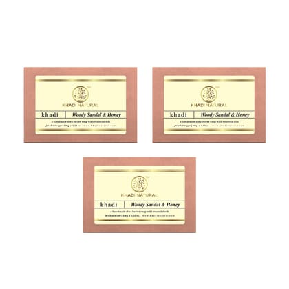 Khadi Natural Woody Sandal & Honey Soap Combo Pack Of 3 – 100gm Each