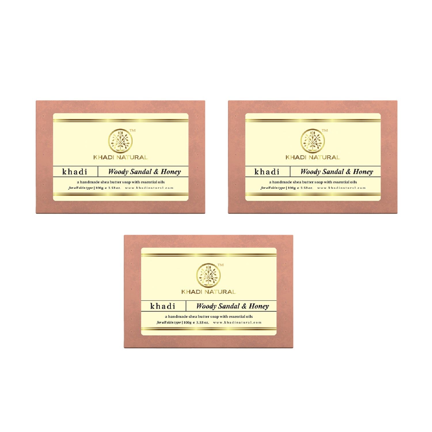 Khadi Natural Woody Sandal & Honey Soap Combo Pack Of 3 – 100gm Each