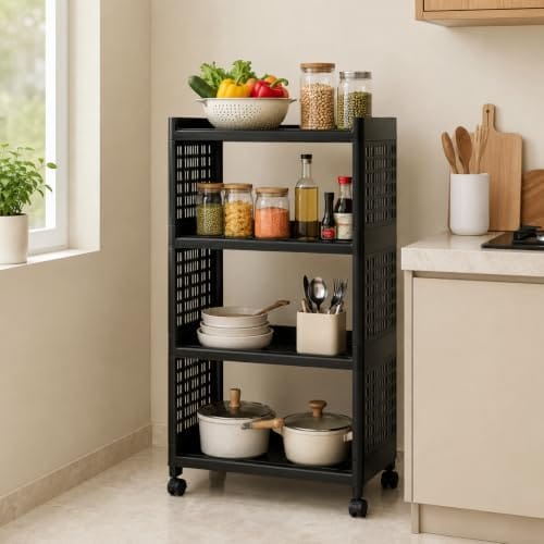4 Tier Multipurpose Plastic Trolley with Wheels