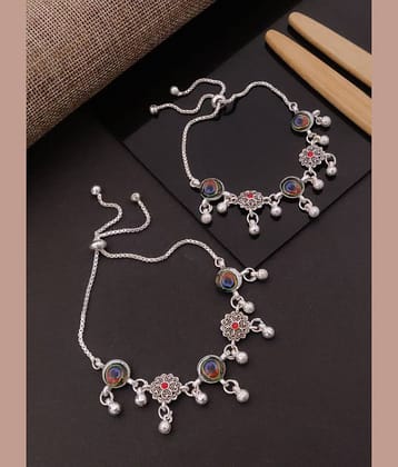 Shivay Fashion  hub Silver Anklets ( Pack of 2 )