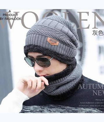 Infispace Grey Woollen Men's Cap ( Pack of 1 )