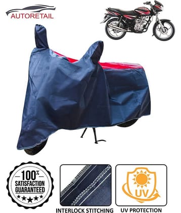 Autoretail Dust Proof Two Wheeler Polyster Cover With (Mirror Pocket) for Bajaj Discover 100 4G with Buckle Lock (Red & Blue)