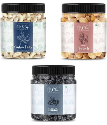 Lila Dry Fruits Cashew (100gm), Black Raisin(100gm) & Apricot(100 gm) Combo | Dry Fruits Combo