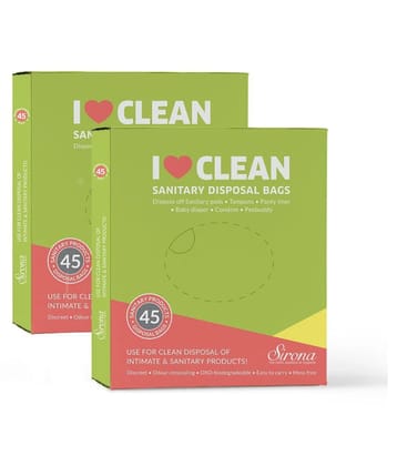 Sirona Sanitary Disposable Bags - 45 Bags (Pack of 2) for Discreet Disposal of Tampons, Sanitary Pads and Personal Hygiene Waste