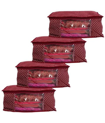 Bulbul Maroon Saree Covers - 4 Pcs