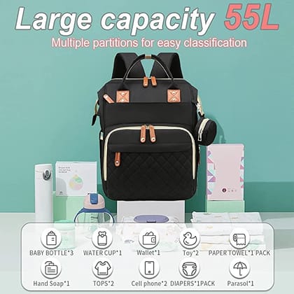 Large Capacity 0. Bag/Backpack with Bassinet and charging cable-Navy Blue