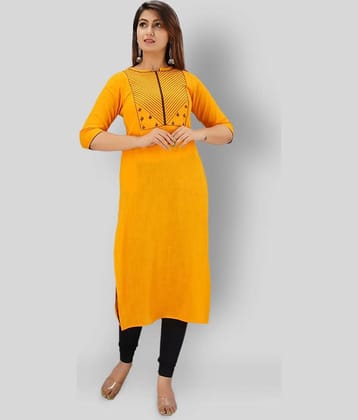 SVARCHI - Yellow Cotton Women's Straight Kurti ( Pack of 1 )