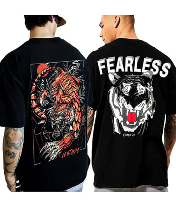 Leotude Pack of 2 Cotton Blend Oversized Fit Men's T-Shirt ( Black )