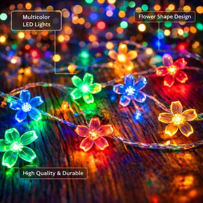 SPARKWORLD Multicolor Silicone Flower Decorative LED String Lights 2 Qty | Festive & Home Decoration Fairy Lights | Size: 3.5 m