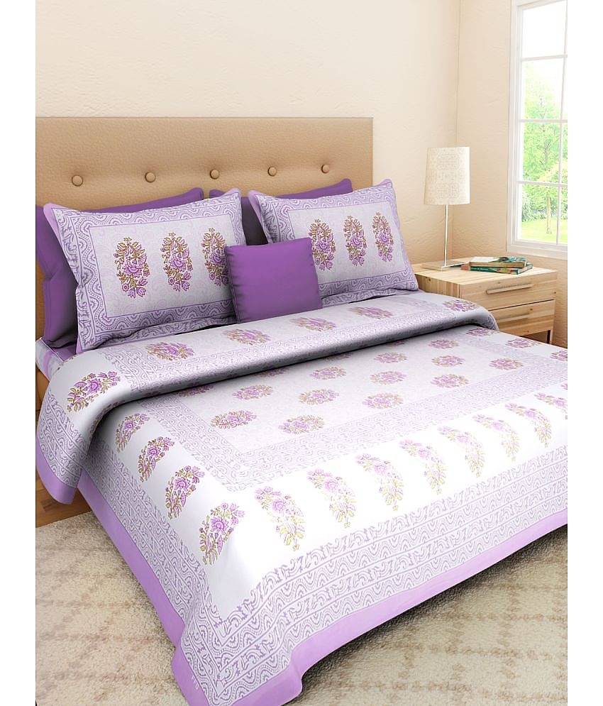 Uniqchoice Cotton 1 Double Bedsheet with 2 Pillow Covers ( Purple )