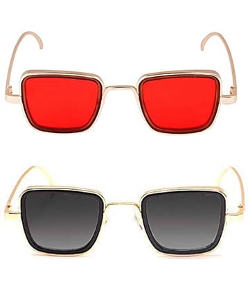 Kanny Devis - Gold Rectangular Sunglasses ( Pack of 2 )