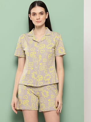Leading Lady Women's Printed Cotton Night Suit with Shorts Leading Lady Women's Printed Cotton Night Suit with Shorts
