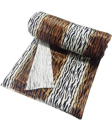 Tiger Print (Snow Leopard Design) Velvet Felt Fleece Fabric - Size 38 x 62 inches- Used in Dresses, Cushions, Soft Toys Making, Art & Craft, Jackets, Purse etc