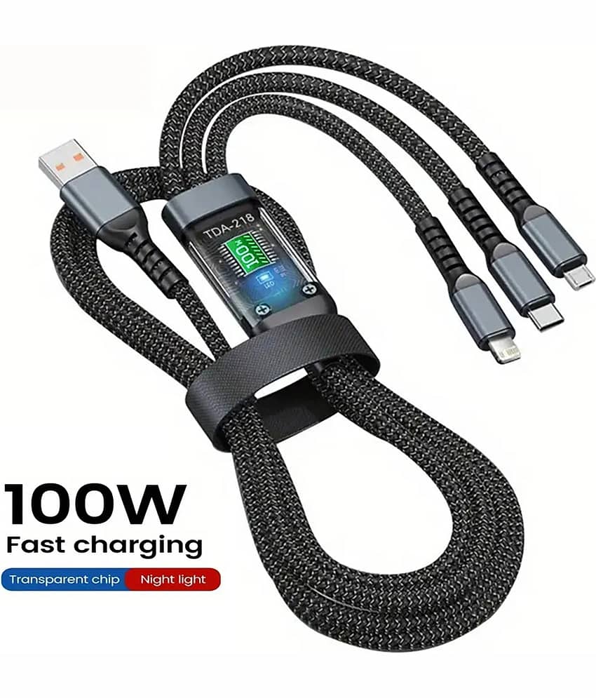 THRIFTKART - 1.5m Data Cables 3-in-1 100W Fast Charging - Black