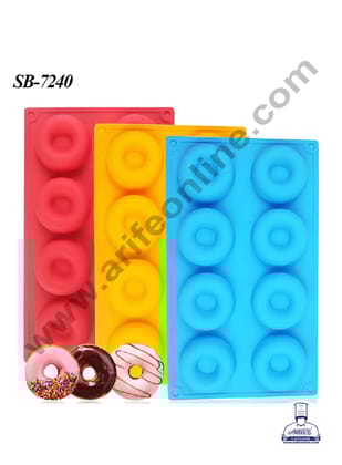 CAKE DECOR™ 8 cavity Mini Donut Shape Silicone Mould | Muffin Mould