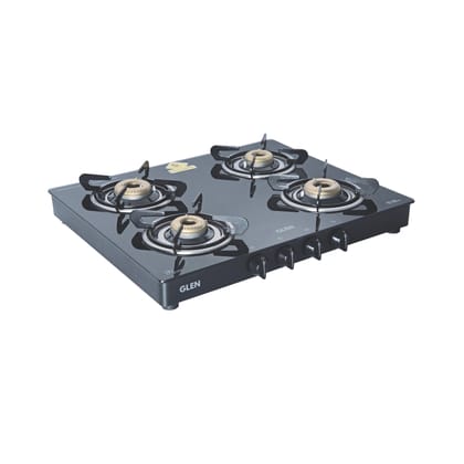 4 Burner Glass Gas Stove with Forged Brass Burner 60 CM Black (CT1041GTFBBL)