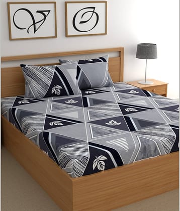 CG HOMES Cotton Nature 1 Double Bedsheet with 2 Pillow Covers - Gray