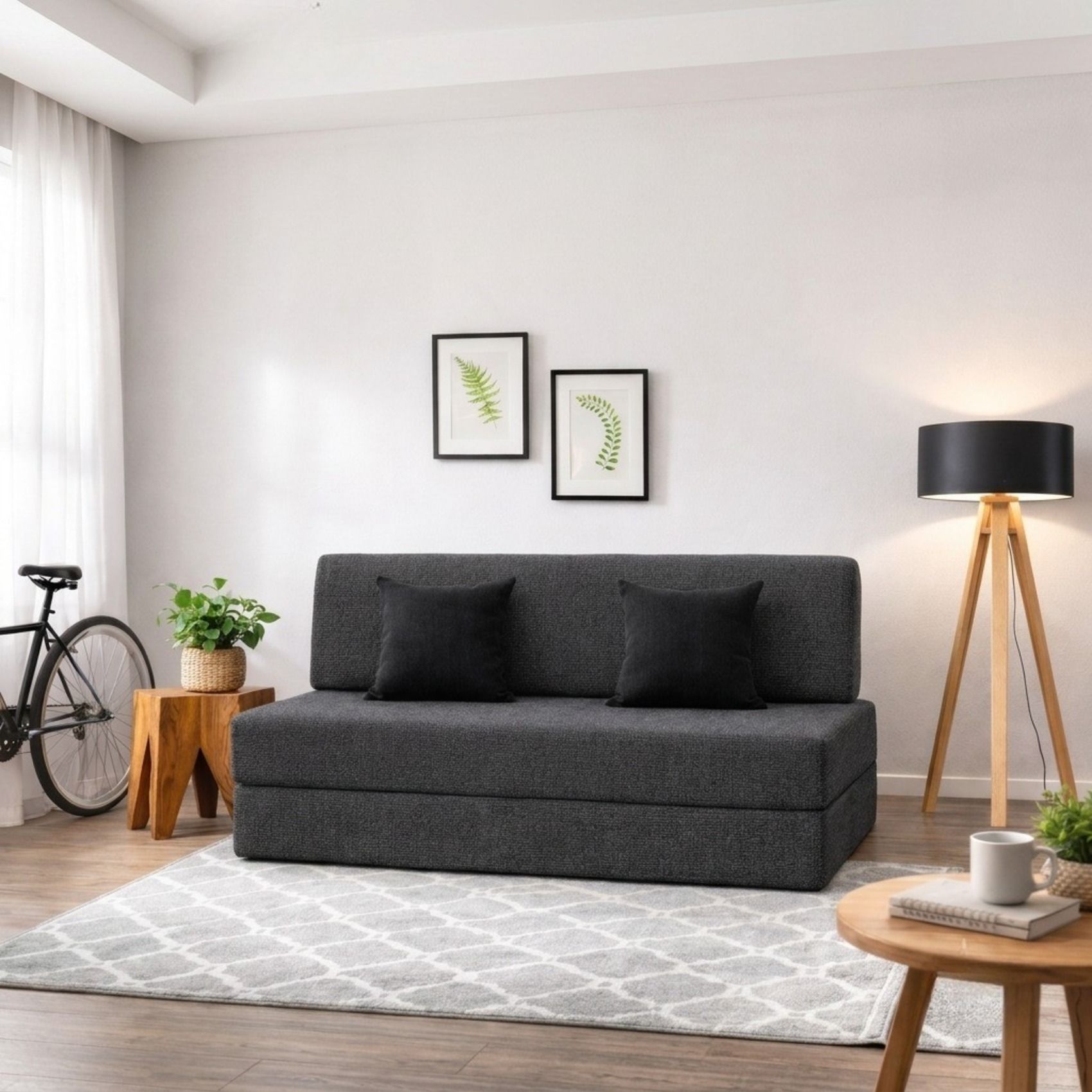 SLEEP SPA Foldable 1 Seater Single Foam Fold Out Sofa Cum Bed (Finish Color - Dark Grey Delivery Condition - DIY(Do-It-Yourself))