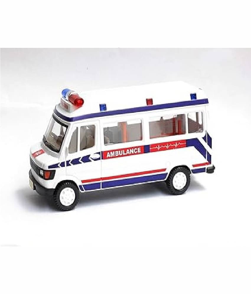 Kidsaholic Plastic Ambulance Toy Car for kids with openable gate.