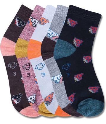 Dollar Multicolor Cotton Blend Boy's Ankle Length Socks ( Pack of 5 )