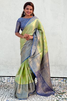 Green Woven Tissue Silk Saree