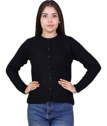 Ogarti Woollen Black Buttoned Cardigans - Single