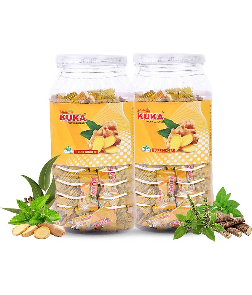 Multani Tulsi-Ginger Cough Lozenges Jar pack Relief From Cough, Sore Throat, Soreness - 300 Candy (Pack of 2)