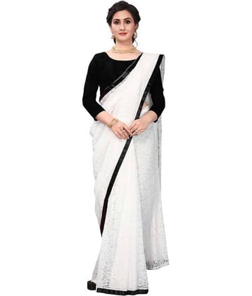Indy Bliss Brasso Saree With Unstitched Blouse Piece ( Black )