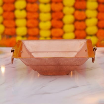 Traditional Copper Hawan Kund | Pure Copper Puja Yagya Kund, Length : 10 Inch (ZMAS294 F)