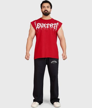 Fuaark Red Cotton Oversized Fit Men's Tanks ( Pack of 1 )